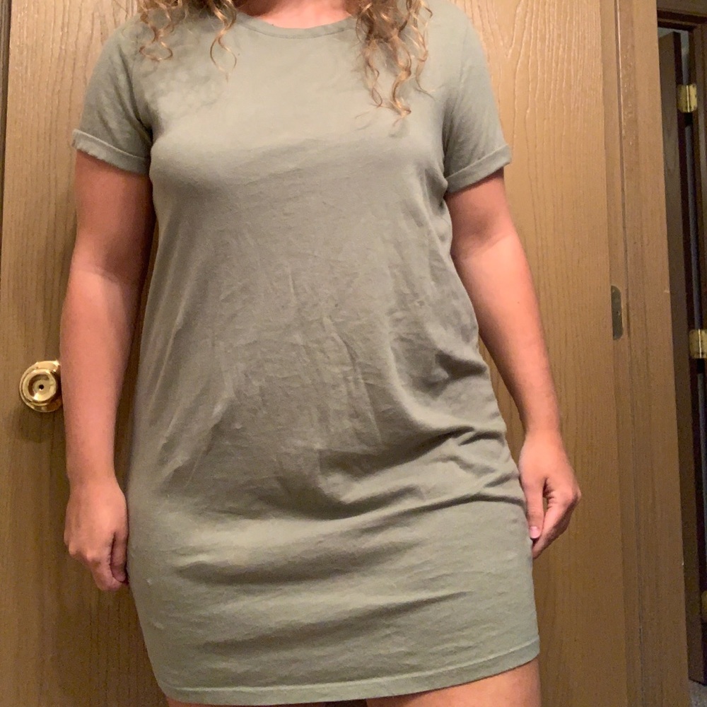 Olive Green T-shirt Dress (size medium)